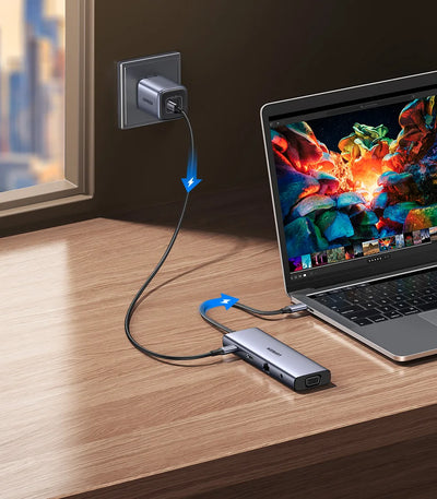USB C Multiport Hub 4K HDMI Ethernet Dock PD100W Compact - Smarsty