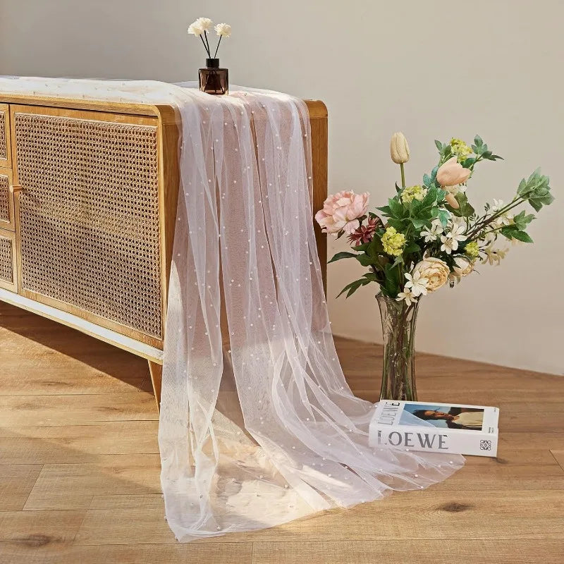 White Pearl Lace Table Runner for Elegant Events - Smarsty