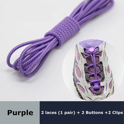 Round Elastic Shoelaces Suitable For Various Shoe Accessories No Tie Shoelace Fixed Stretching Locking Lazy laces 1 Pair - Smarsty