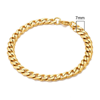 MKENDN 3-11mm Silver Stainless Steel Curb Link Bracelet - Smarsty