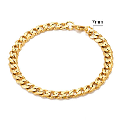 MKENDN 3-11mm Silver Stainless Steel Curb Link Bracelet - Smarsty