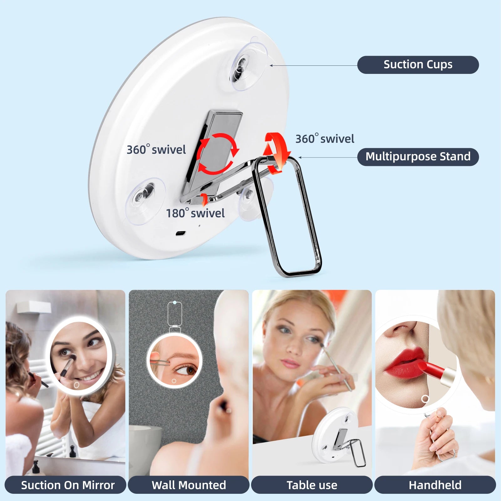 6 Inch Magnifying Mirror with Light for Easy Makeup - Smarsty