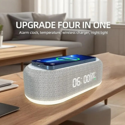 Alarm Clock Wireless Charger Night Light Thermometer Dock - Smarsty