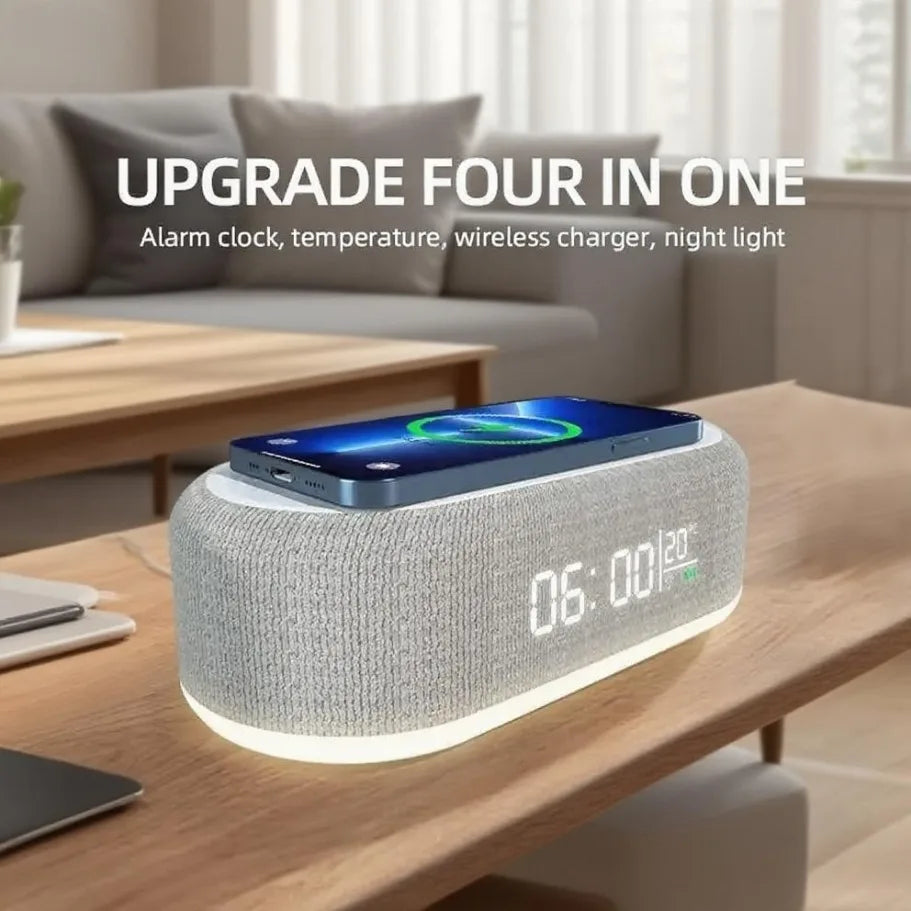 Alarm Clock Wireless Charger Night Light Thermometer Dock - Smarsty