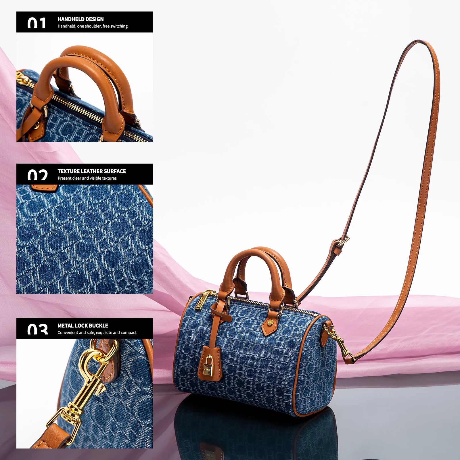 Women Shoulder Bag 2025 Cowboy Splicing Pillow Handbag - Smarsty