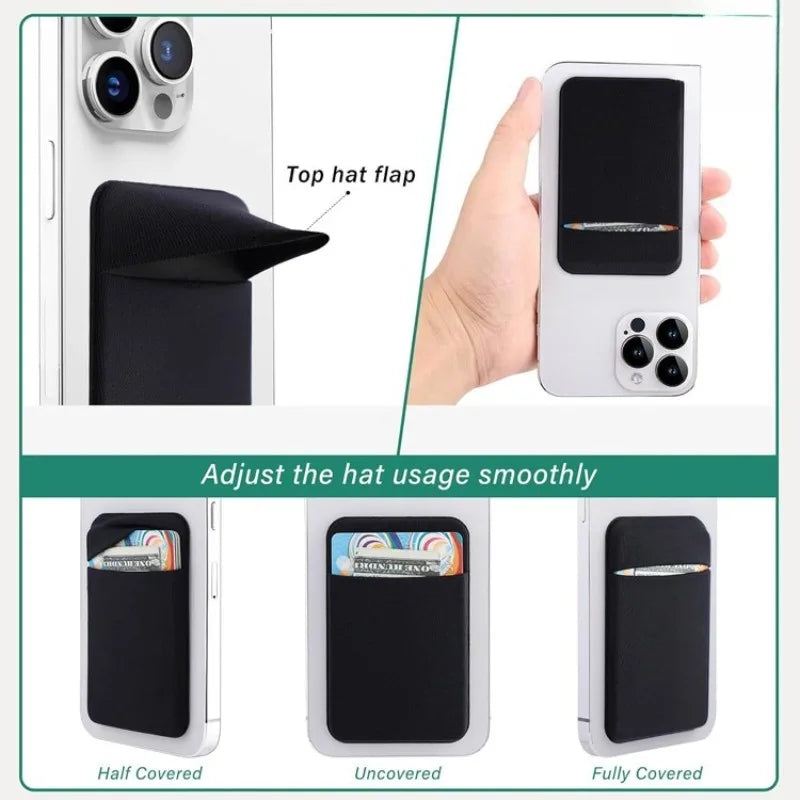 Fashion Elastic Cloth Cell Phone Card Holder Mobile Phone Wallet Case Credit ID Card Holder Adhesive Sticker Pocket Money Bag