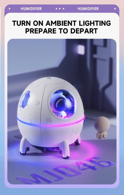 USB Rechargeable Space Capsule Air Humidifier with Colorful Light - Smarsty