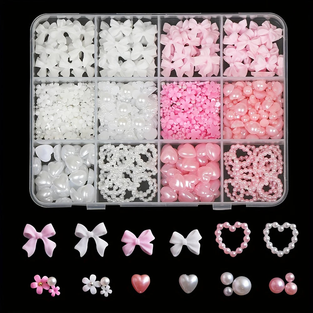 500PCS 3D Nail Art Decoration Kit with Colorful Resin Bows - Smarsty