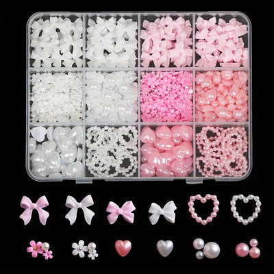 500PCS 3D Nail Art Decoration Kit with Colorful Resin Bows - Smarsty