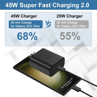 45W PD USB C Fast Charger S24 UltraMax Cable Included - Smarsty
