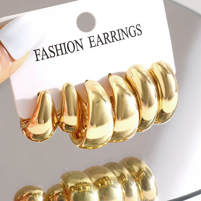Classic Gold Drop Earrings 12pcs Set for Workplace Style - Smarsty