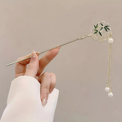 Elegant Floral Design Hair Clip with Tassels - Smarsty