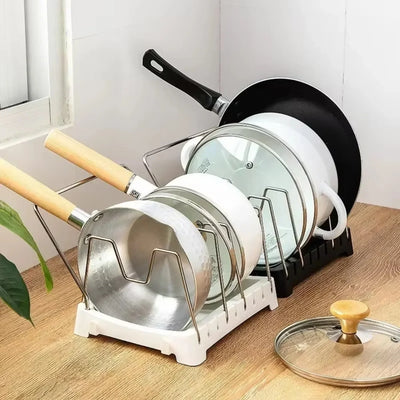 Expandable Pots and Pans Storage Rack for Cabinets Pot and Lid Holder with 6 Adjustable Shelves for Kitchen Organization Tools by Smarsty