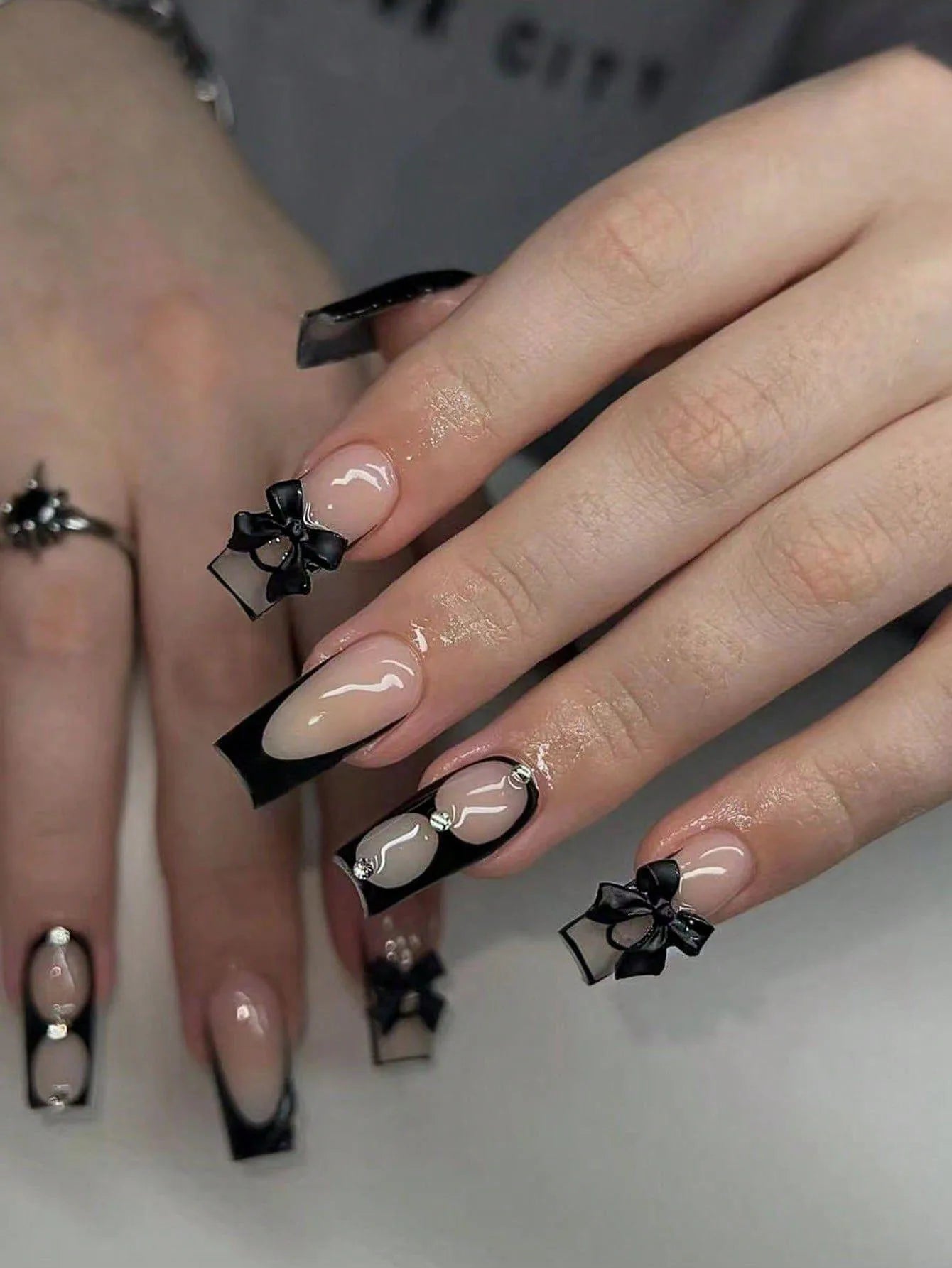 Pink Bowknot Stiletto Press On Nails 24PCS Full Cover - Smarsty