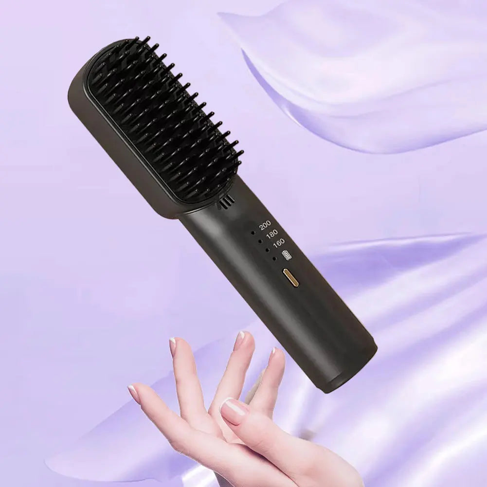 Cordless Hair Straightener Brush with Anti-Scald Feature - Smarsty