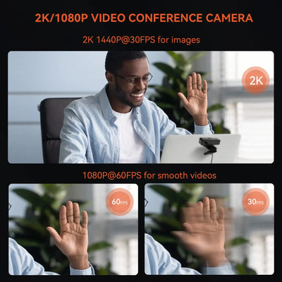 V11 2K Webcam for PC, 1080P 60FPS FHD 90° Web Camera with Microphone&Privacy Cover,USB Plug&Play for Mac/Laptop/Desktop/Computer