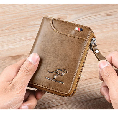 Mens Wallet Leather Business Card Holder Zipper Purse Luxury Wallets for Men RFID Protection Purses Carteira Masculina Luxury - Smarsty