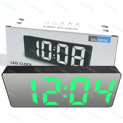LED Curved Alarm Clock with Dual-purpose Mirror Display - Smarsty