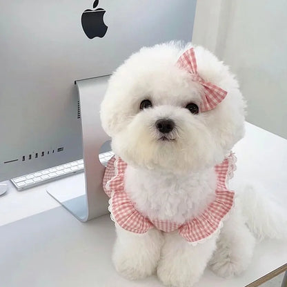 Pink Plaid Lace Dog Dress for Summer Comfort - Smarsty