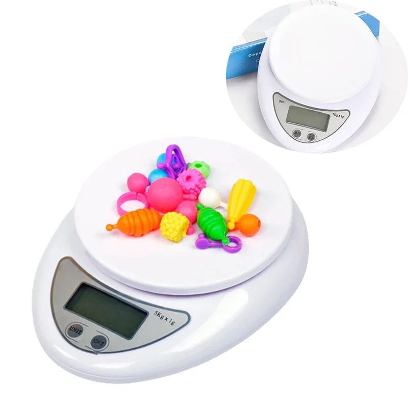 LED Portable Digital Kitchen Scale with Tray 5kg Capacity - Smarsty