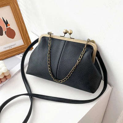 Vintage Soft Skin Shell Bag Lychee Pattern Crossbody - Smarsty