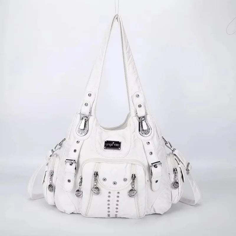 Angelkiss PU Leather Women Shoulder Bag Zipper Closure - Smarsty