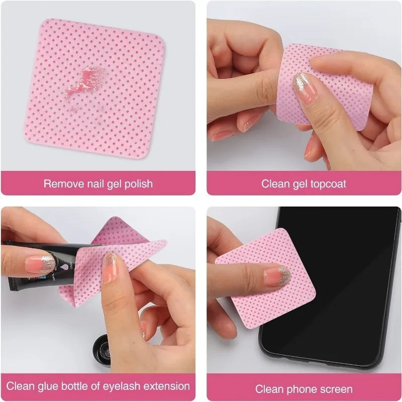 20/600pcs Lint-Free Nail Wipes Gel Cleansing Tissues Aluminum-Free Nail Polish Remover Pads for NaiArt Beauty Cleaning Care Tool - Smarsty