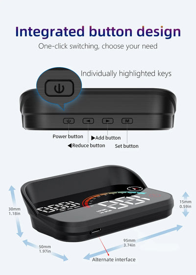 M22 Car HUD Head Up Display Universal Digital GPS Speedometer HD LCD Projection On Glass Windshield Projector for All Cars