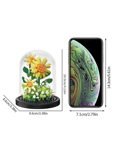 Micro particle building block bouquet handmade gift, children's puzzle toy handmade DIY sunflower desktop decoration ornament - Smarsty