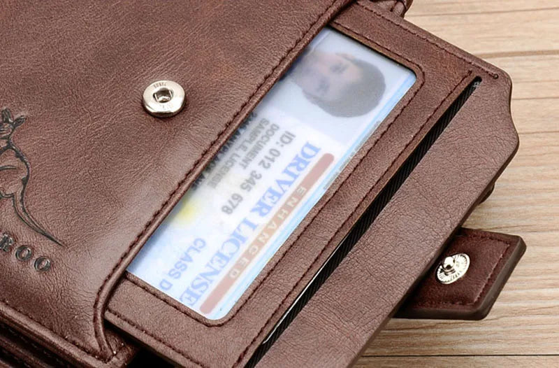 Leather Men's Wallet Luxury Short RFID Card Holder for Men Zipper Coin Purse Portable Male Wallets Billfold - Smarsty