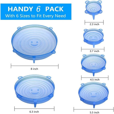 6 Pcs Silicone Cover Stretch Lids for Kitchen Microwave Food Covers Bowl Caps Elastic Silicone Lid Cap Universal Adaptable Lids by Smarsty