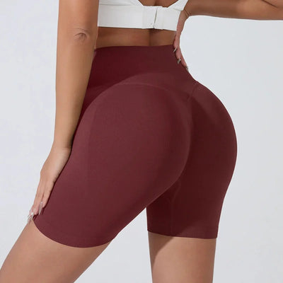 Peach Hip Lifting Sports Shorts Women High Waist Belly Slimming Running Training Quick-drying Trousers Tight Three-point Shorts - Smarsty