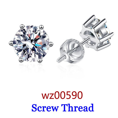 Moissanite Studs 0.5 To 2Ct Sterling Silver Screw Back - Smarsty