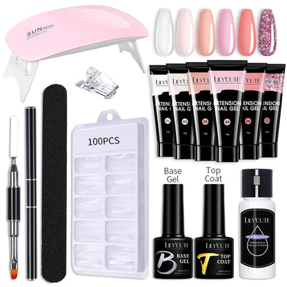 LILYCUTE Nail Gel Set with 6W LED Lamp for Quick Manicure - Smarsty