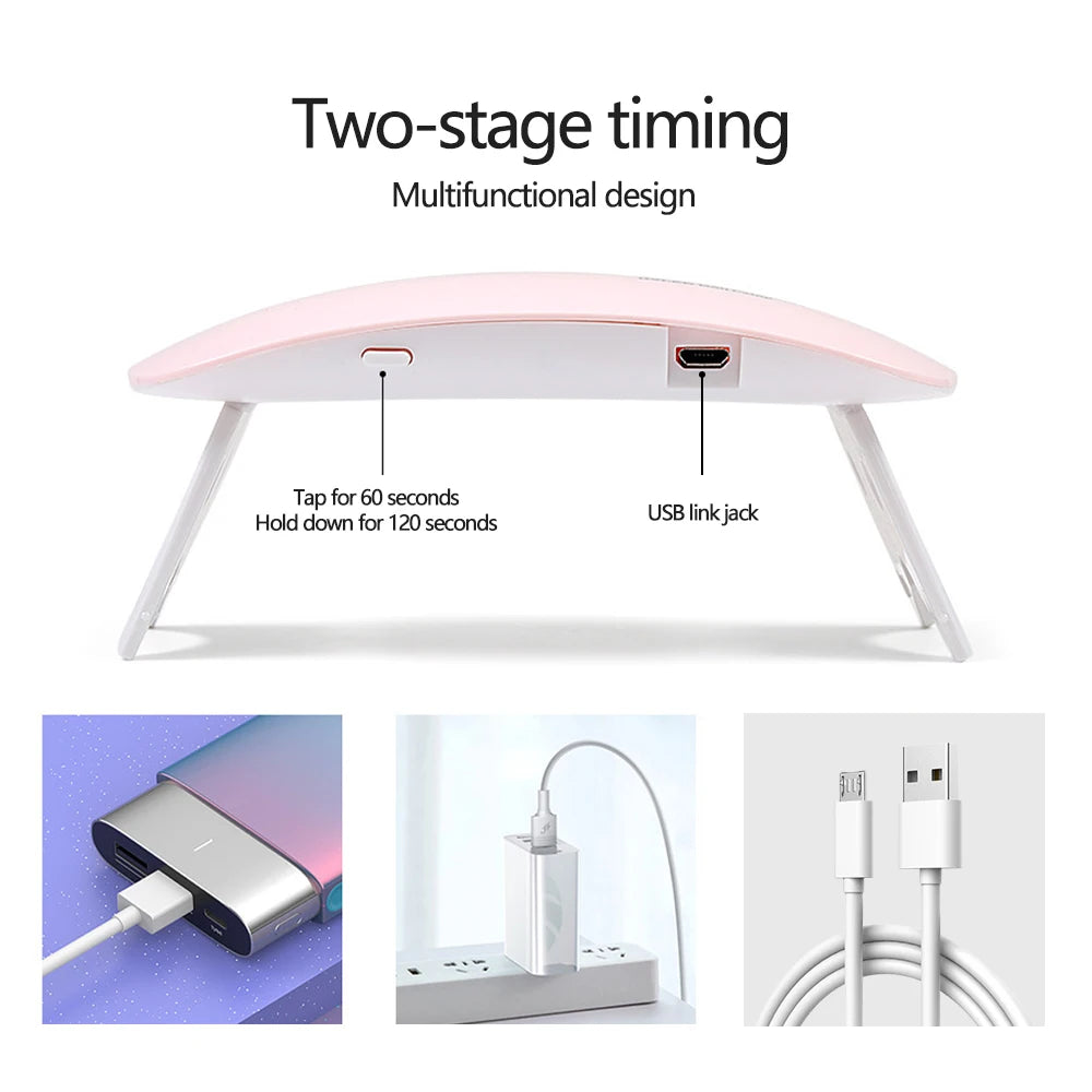 Foldable 6W UV LED Nail Lamp for Quick Drying - Smarsty