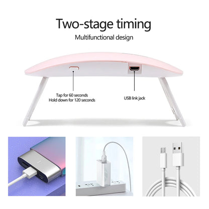 Foldable 6W UV LED Nail Lamp for Quick Drying - Smarsty