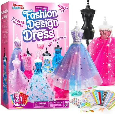 JOYFY 400+PCS Fashion Design Crafts for Kids Art and Crafts DIY Sewing Kits with 3 Mannequins for Girls Aged 8-12 Birthday Gift