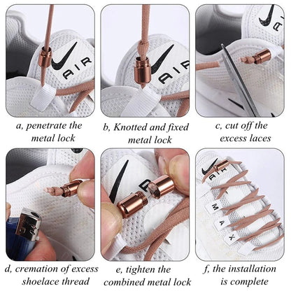 21 Colors No Tie Shoelaces Round Color Metal Lock Elastic Shoelace General For Children And Adults Sneakers Lazy Laces Unisex - Smarsty