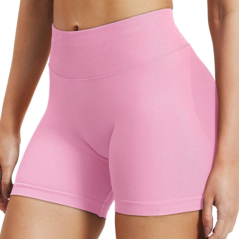 4.5''Shorts Seamless Low Ribbed Waistband Gym Shorts Scrunch Bum Yoga Shorts Booty High Stretch Running Bike Shorts - Smarsty