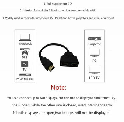 HD 1080P HDMI Splitter Dual Port Adapter for TV - Smarsty