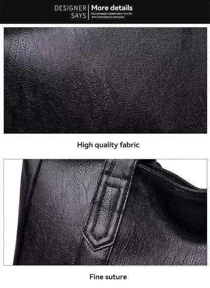 Vintage Large Capacity Tote Bag Vegan Leather For Commute - Smarsty