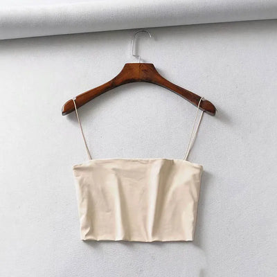 2024 Summer Women's Crop Top Sexy Elastic Cotton Camis sleeveless Short Tank Top Bar - Smarsty