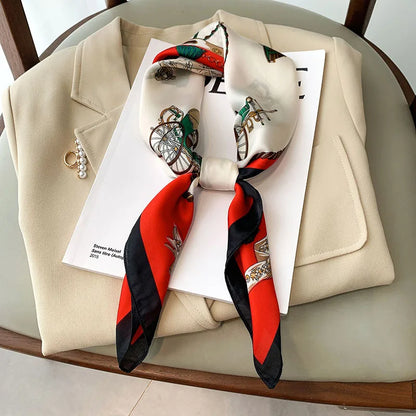 Luxury Silk Satin Headscarf for Women with Plaid Print - Smarsty