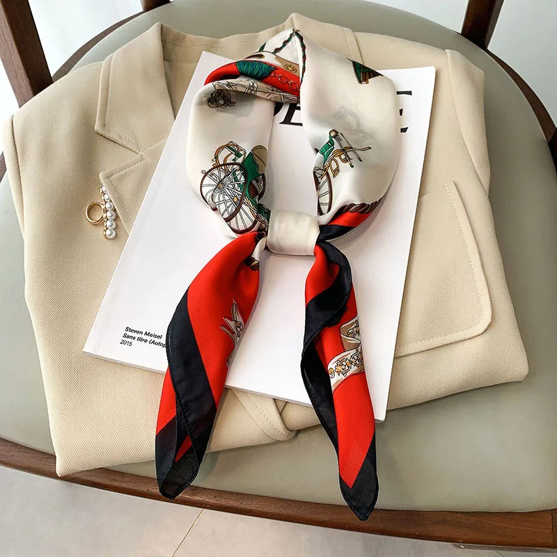 Luxury Silk Satin Headscarf for Women with Plaid Print - Smarsty