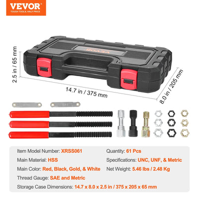 SucceBuy Thread Chaser Set UNC UNF Metric Thread Restorer Tool Rethreading Tool Kit Heat Treated Steel Mechanics DIY Enthusiast