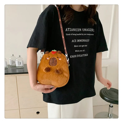 Capybara Plush Cartoon Shoulder Bag Large Capacity Unisex - Smarsty
