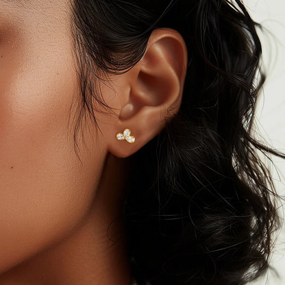 Sterling Silver Heart Zircon Stud Earrings Elegant Gift - Smarsty
