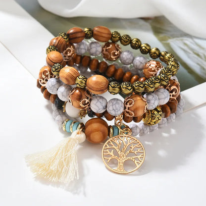 Bohemian Tree of Life Beaded Bracelet Set for Women - Smarsty
