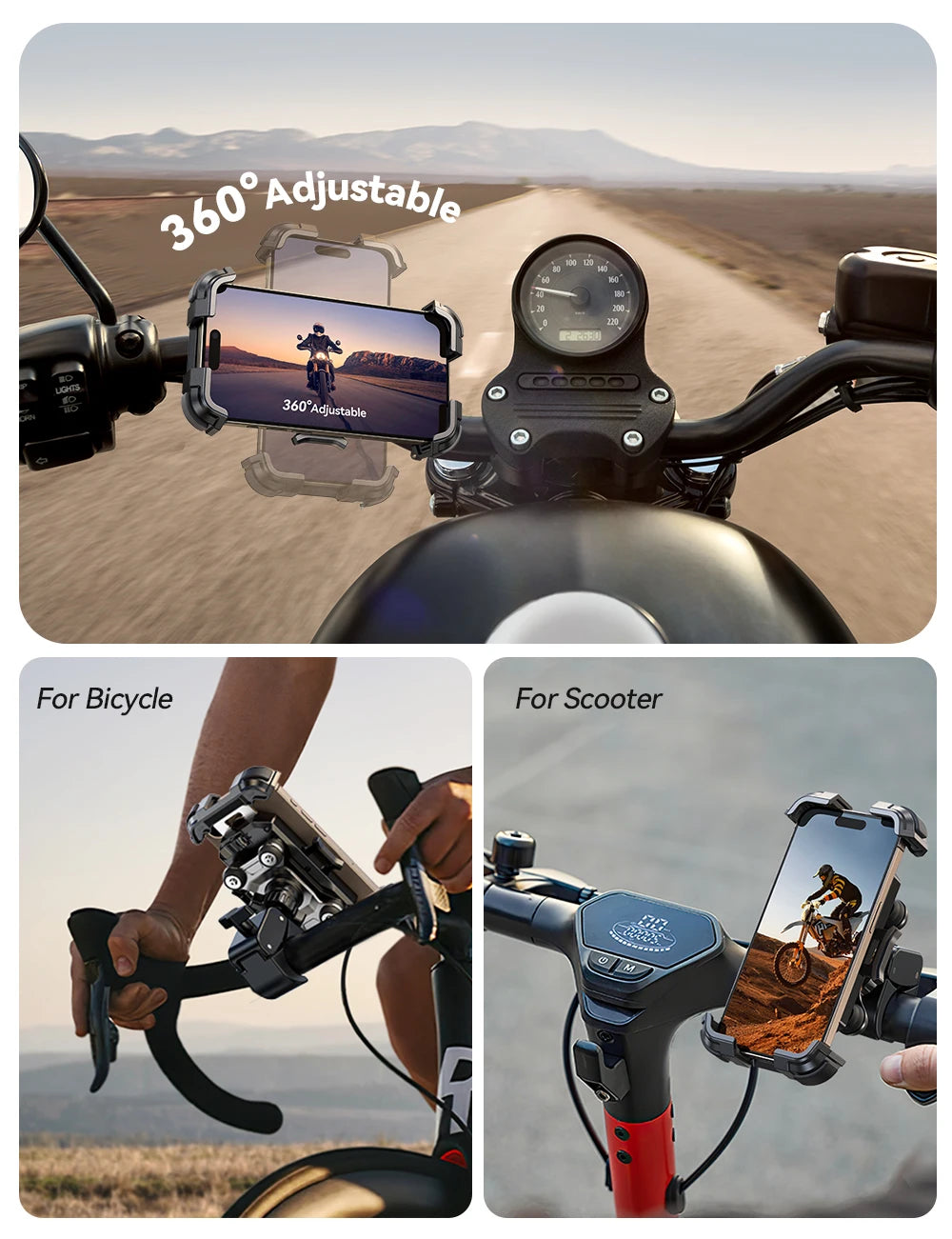 Motorcycle Phone Mount Anti Vibration Handlebar Holder - Smarsty
