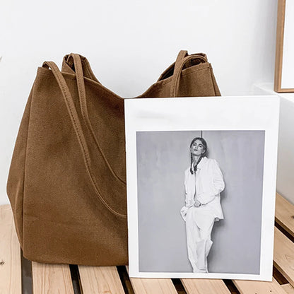 Large Capacity Canvas Shopper Tote Reusable For Women - Smarsty